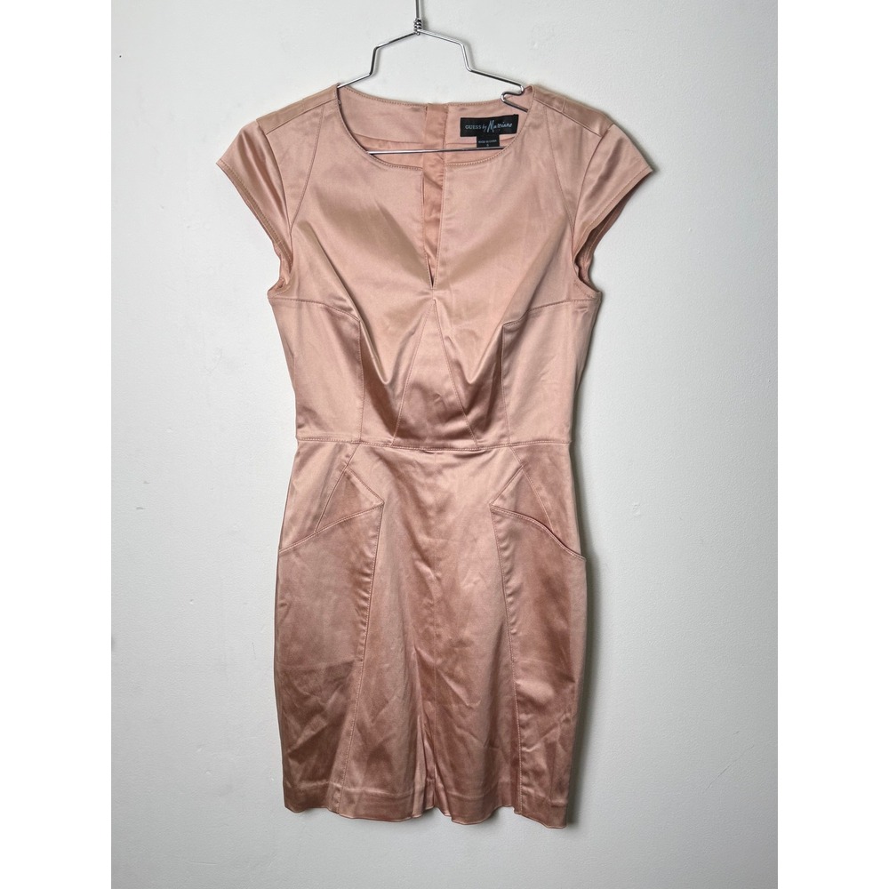 Guess by Marciano Blush Pink Satin Cap Sleeve Sheath Dress‎ Size 6
